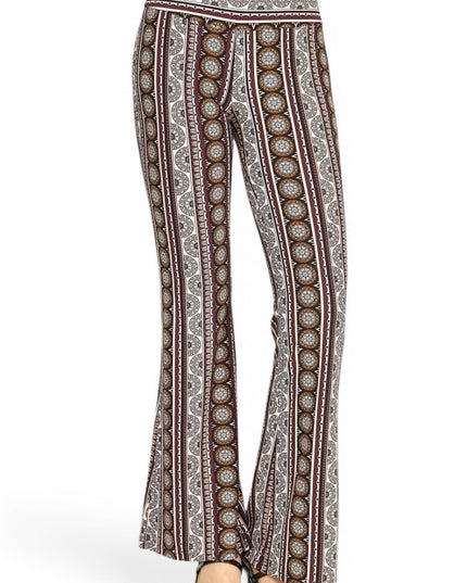 A00 High Waist Patterned Flare Pants With Stretch Comfort