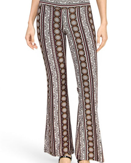 A00 High Waist Patterned Flare Pants With Stretch Comfort