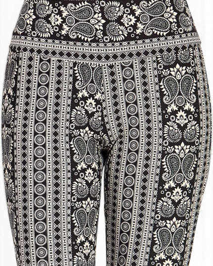 A00 High Waist Patterned Flare Pants With Stretch Comfort