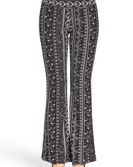 A00 High Waist Patterned Flare Pants With Stretch Comfort