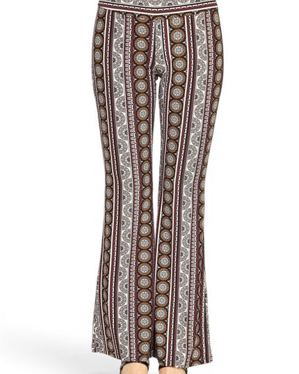 A00 High Waist Patterned Flare Pants With Stretch Comfort
