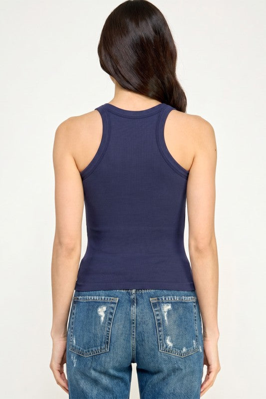Fitted Racerback Tank Top – California Print Casual Style