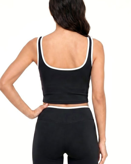 2-Piece Shorts Set – Contrast Tank & Sculpt Fit