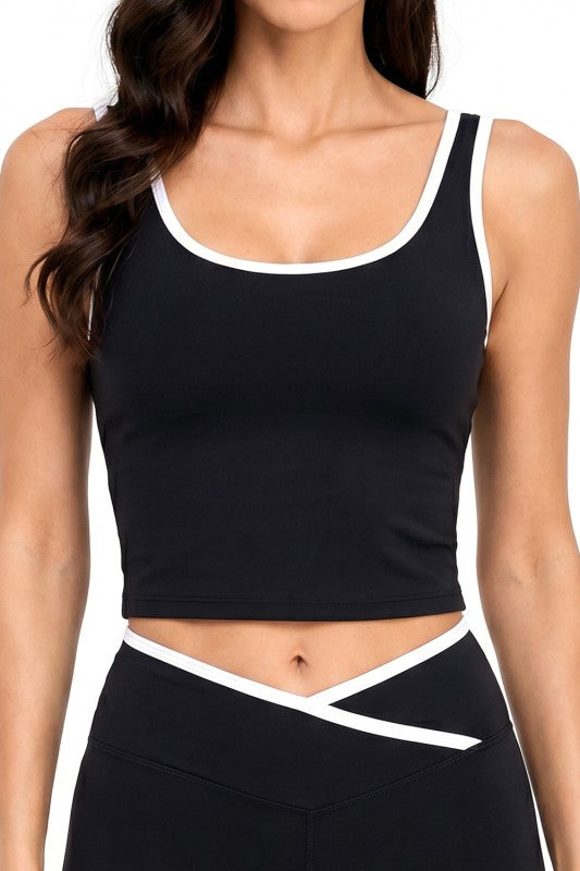 2-Piece Shorts Set – Contrast Tank & Sculpt Fit