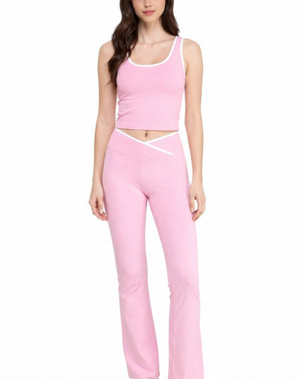 Contrast Yoga Set – Tank Top & Flare Pants Matching Set