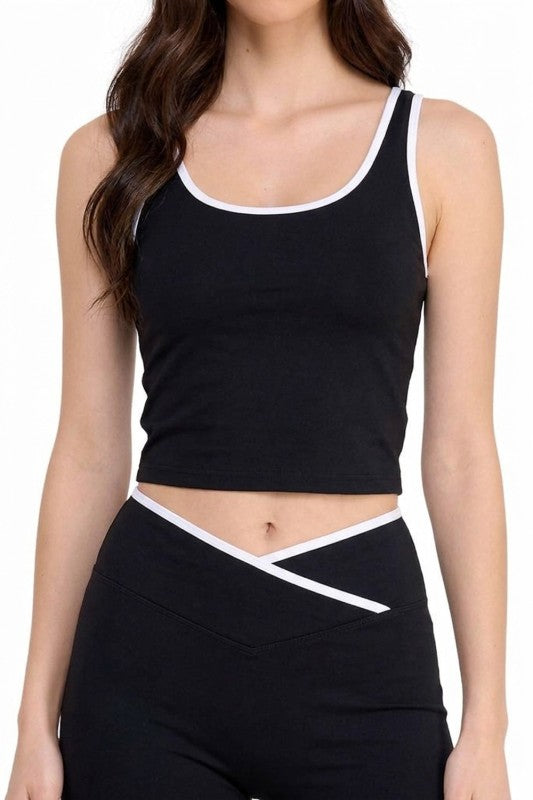 Contrast Yoga Set – Tank Top & Flare Pants Matching Set