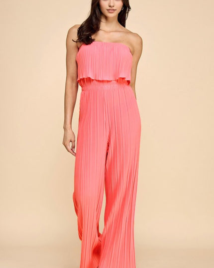 Pleated Jumpsuit – Wide Leg Sleeveless Flowy Fit