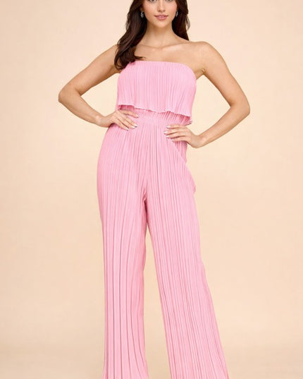 Pleated Jumpsuit – Wide Leg Sleeveless Flowy Fit