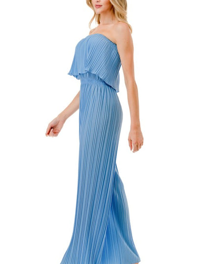 Pleated Jumpsuit – Wide Leg Sleeveless Flowy Fit