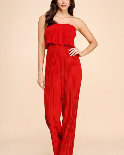Pleated Jumpsuit – Wide Leg Sleeveless Flowy Fit