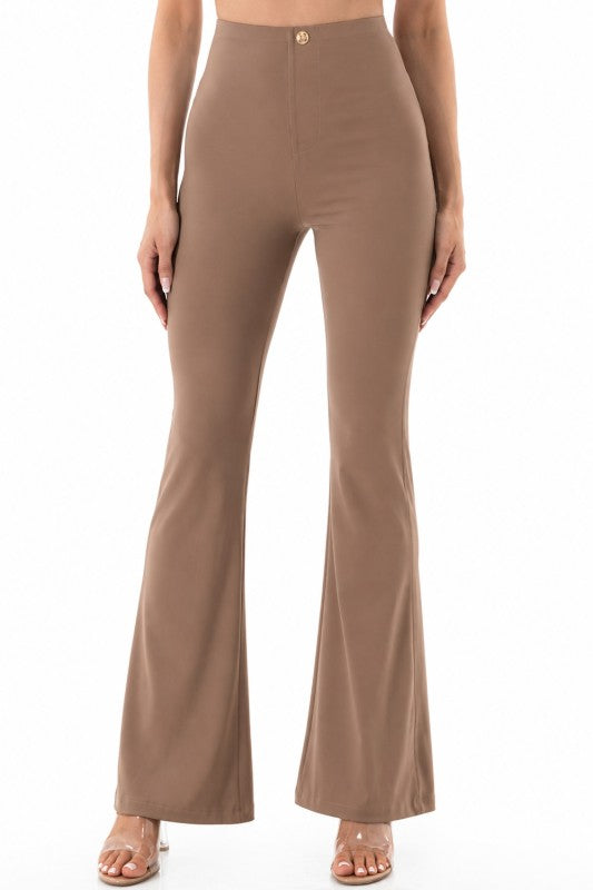 High Rise Flare Leggings – Button Detail Hourglass Fit