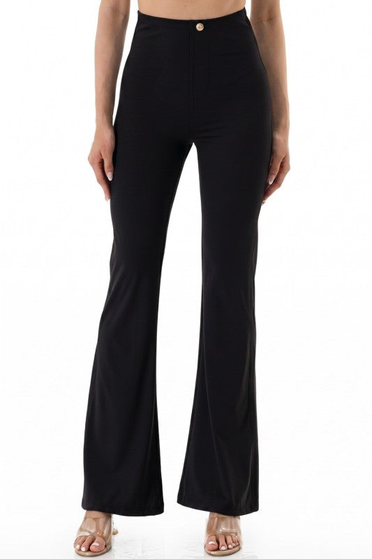 High Rise Flare Leggings – Button Detail Hourglass Fit