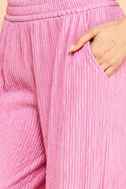 Crinkle Lounge Pants – Relaxed Wide Leg Fit