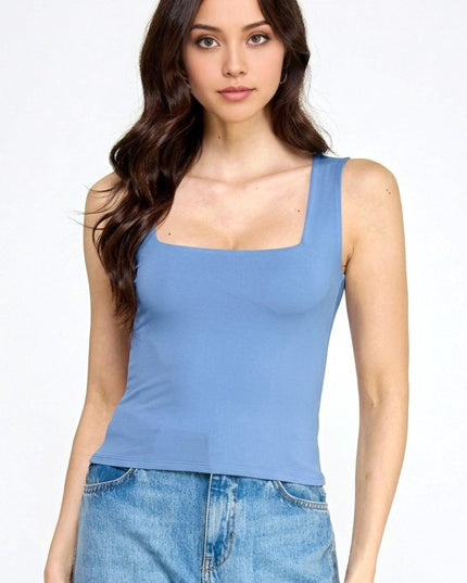 Square Neck Crop Top – Slim Fit Soft Stretch Tee