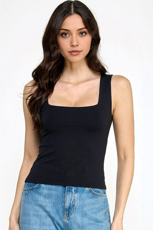 Square Neck Crop Top – Slim Fit Soft Stretch Tee