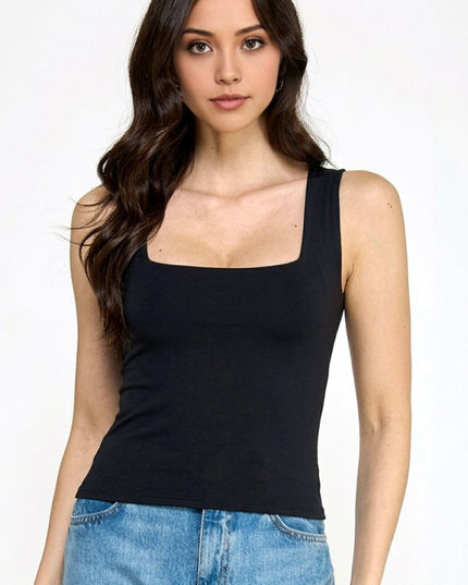 Square Neck Crop Top – Slim Fit Soft Stretch Tee