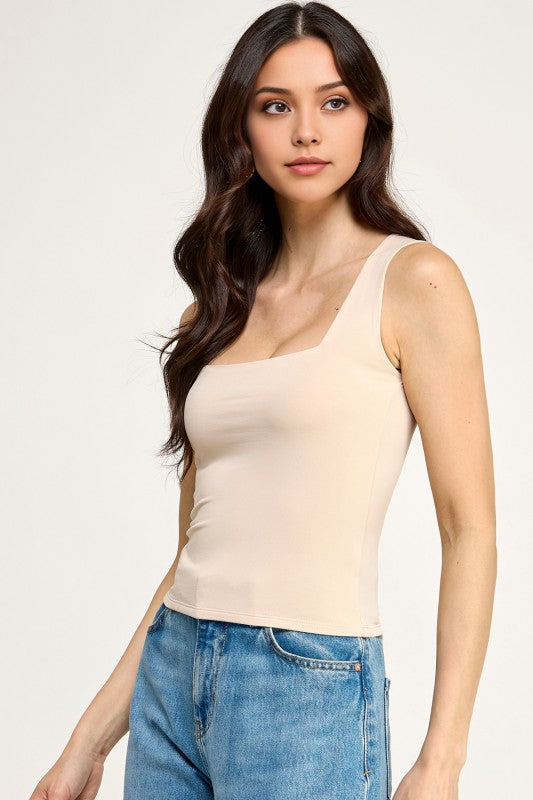 Square Neck Crop Top – Slim Fit Soft Stretch Tee