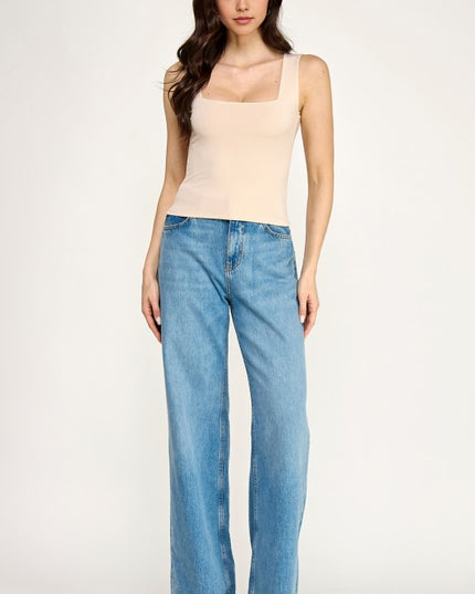 Square Neck Crop Top – Slim Fit Soft Stretch Tee