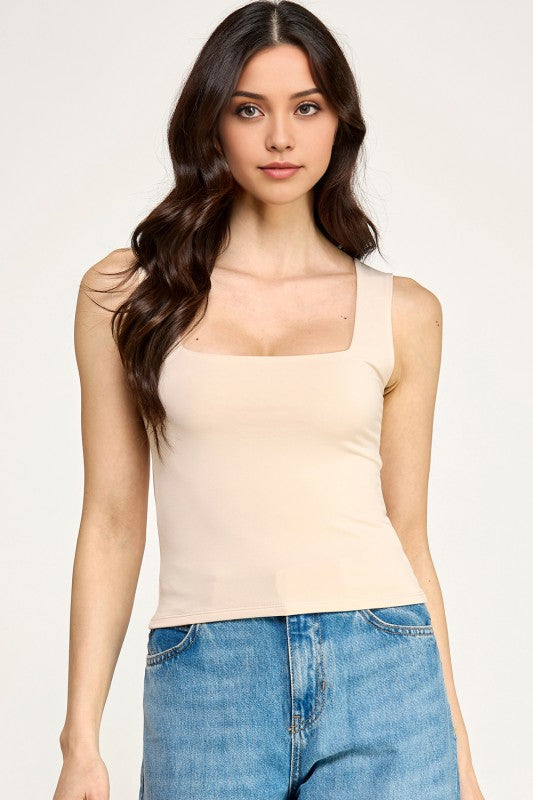 Square Neck Crop Top – Slim Fit Soft Stretch Tee