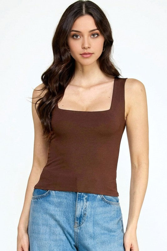 Square Neck Crop Top – Slim Fit Soft Stretch Tee