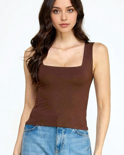 Square Neck Crop Top – Slim Fit Soft Stretch Tee