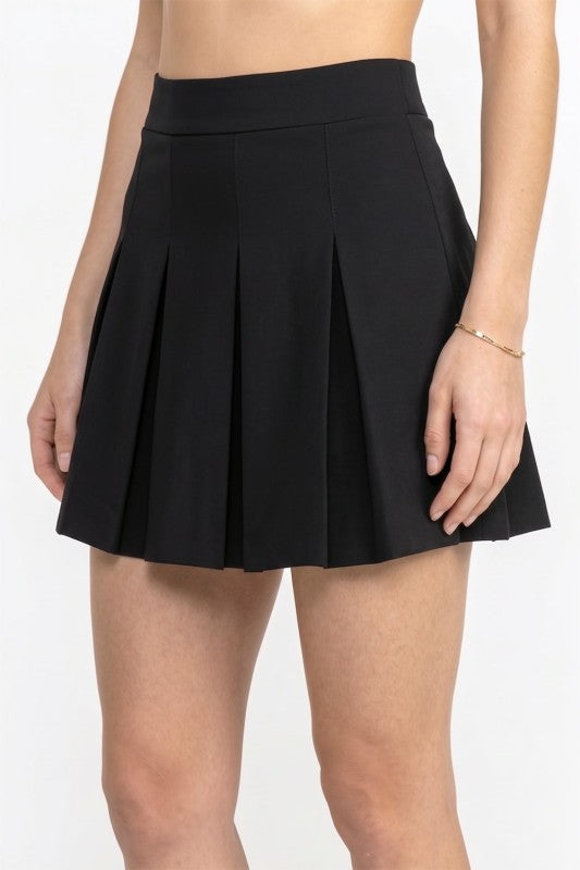 Pleated Mini Skort – High Waist Stretch Fit