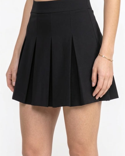 Plus Size Pleated Mini Skort – High Waist Stretch Fit