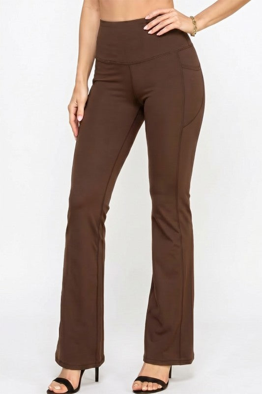 Active Yoga Flare Pants – High Waist Side Pocket Fit