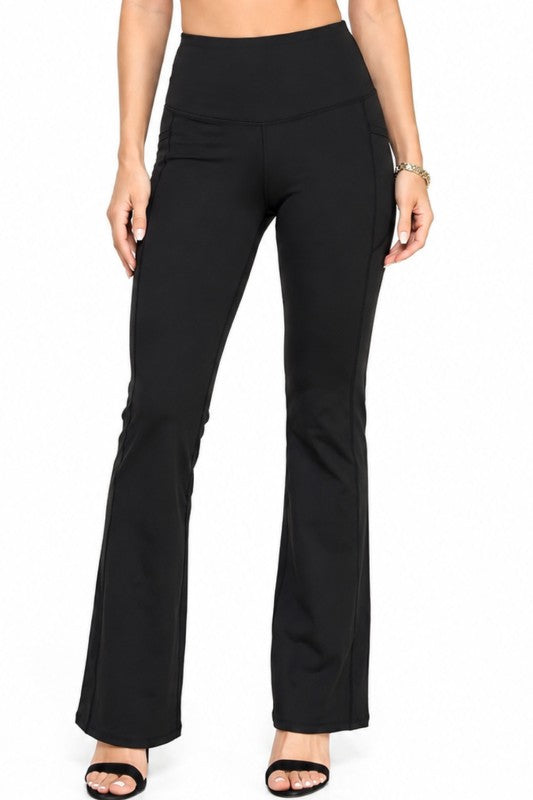 Active Yoga Flare Pants – High Waist Side Pocket Fit