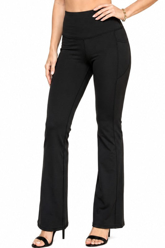 Active Yoga Flare Pants – High Waist Side Pocket Fit