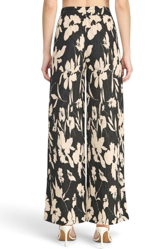 HK17 Floral Print Crinkle – Straight Leg Pants