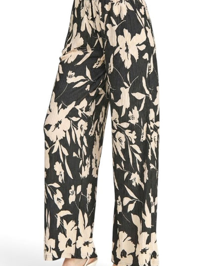 HK17 Floral Print Crinkle – Straight Leg Pants