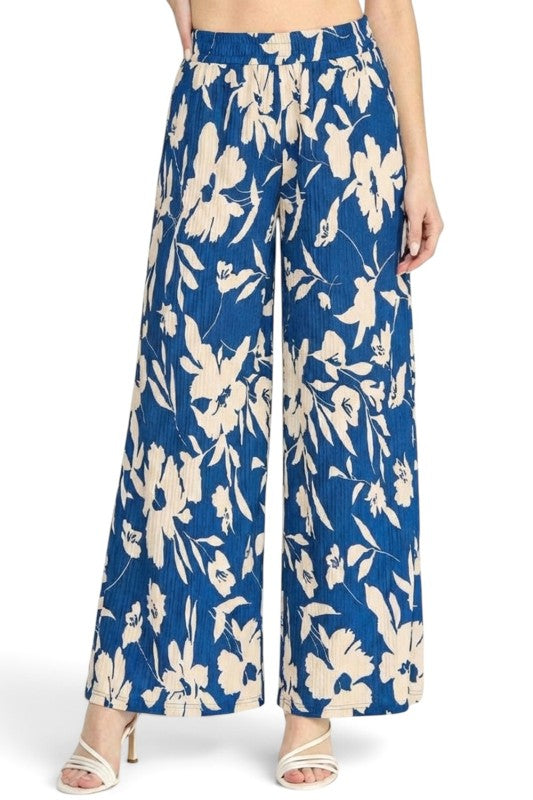 HK17 Floral Print Crinkle – Straight Leg Pants