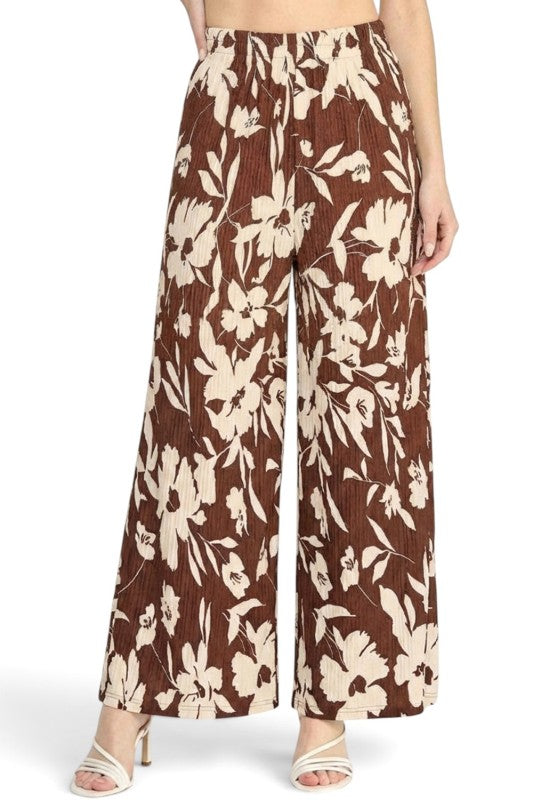 HK17 Floral Print Crinkle – Straight Leg Pants