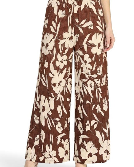 HK17 Floral Print Crinkle – Straight Leg Pants