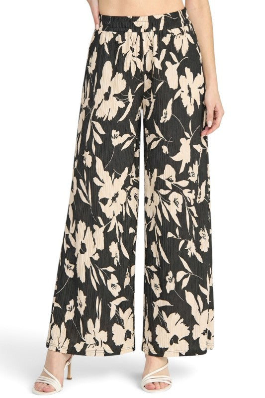 HK17 Floral Print Crinkle – Straight Leg Pants