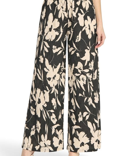 HK17 Floral Print Crinkle – Straight Leg Pants