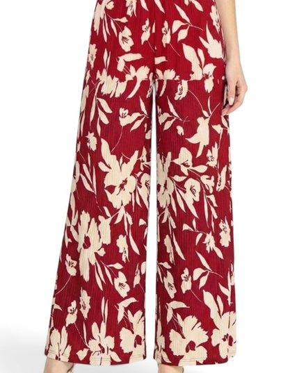 HK17 Floral Print Crinkle – Straight Leg Pants