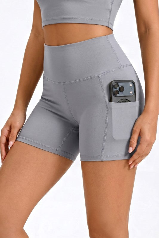 Activewear Yoga Shorts – High Waist Pocket Style