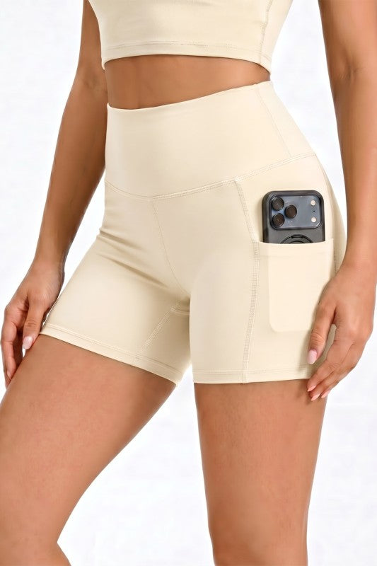 Activewear Yoga Shorts – High Waist Pocket Style