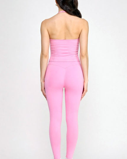 2-Piece Halter Tank & Butt Lift Yoga Pants Set – Sculpt Fit
