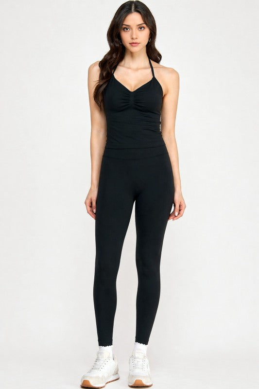 2-Piece Halter Tank & Butt Lift Yoga Pants Set – Sculpt Fit