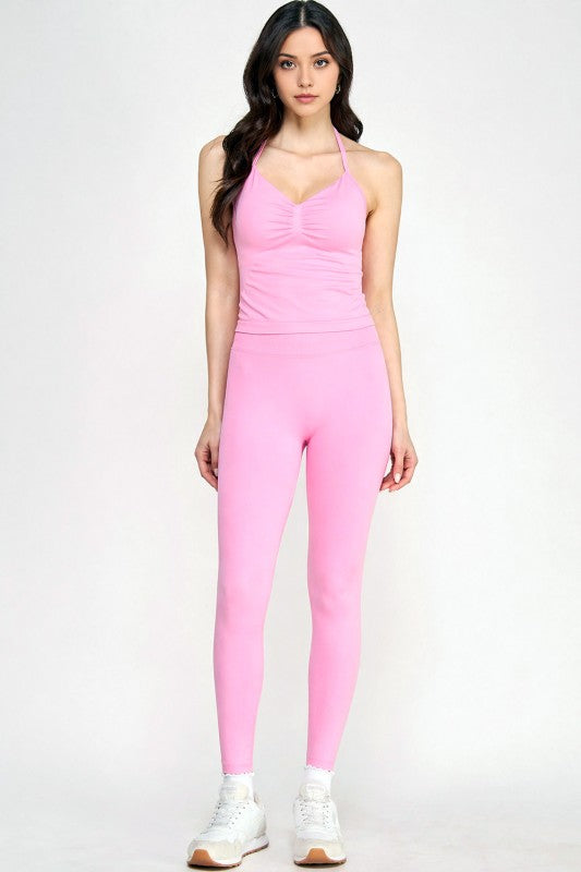 2-Piece Halter Tank & Butt Lift Yoga Pants Set – Sculpt Fit