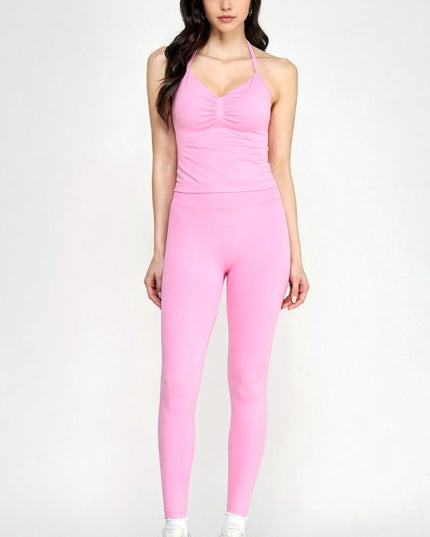 2-Piece Halter Tank & Butt Lift Yoga Pants Set – Sculpt Fit