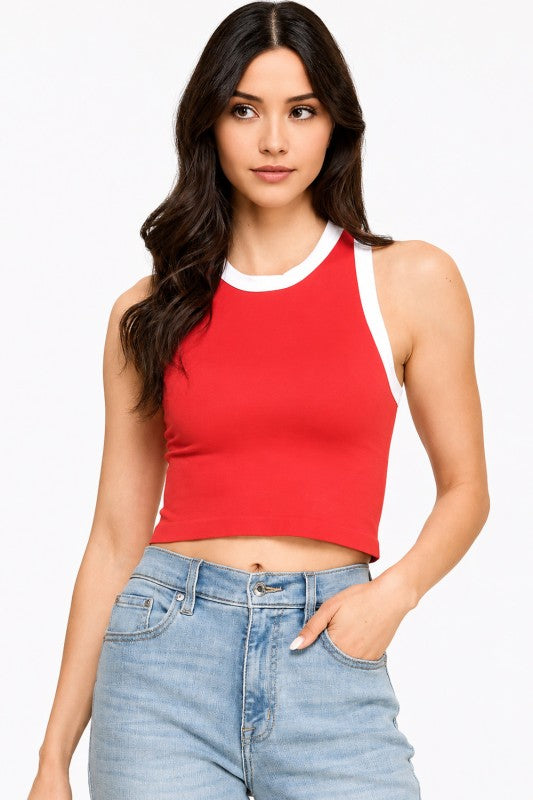PT29 Contrast Racerback Tank Top – Slim Fit Workout Top