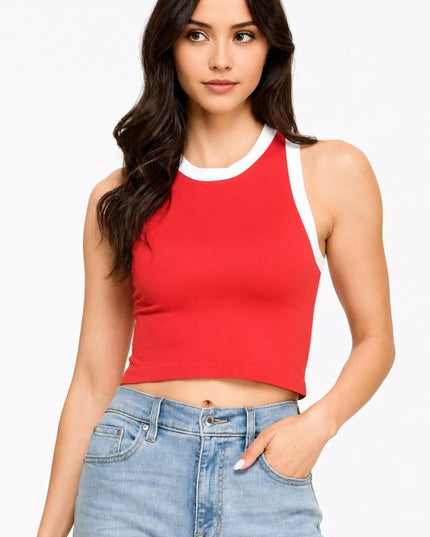 Contrast Racerback Tank Top – Slim Fit Workout Top