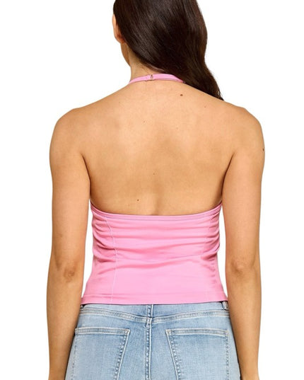 Ruched Halter Neck Tank Top – Slim Fit Stretch Style