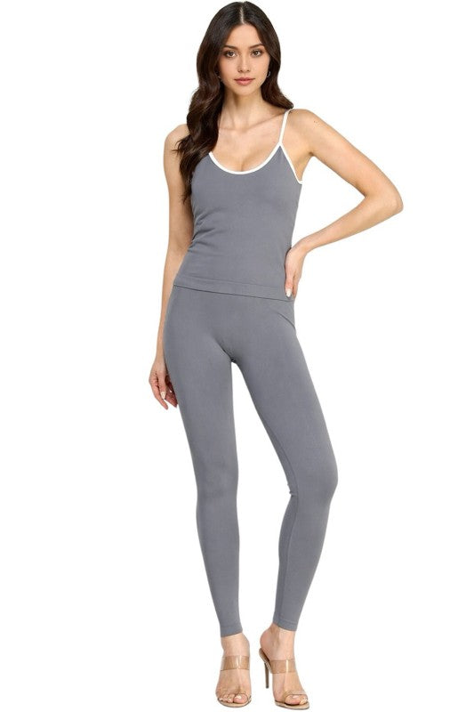 Cami Tank & High Waist Leggings Set – Contrast Active Set