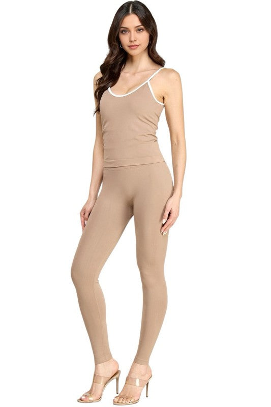 Cami Tank & High Waist Leggings Set – Contrast Active Set