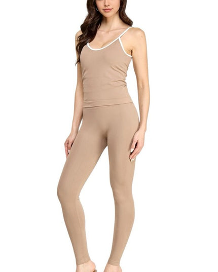 Cami Tank & High Waist Leggings Set – Contrast Active Set